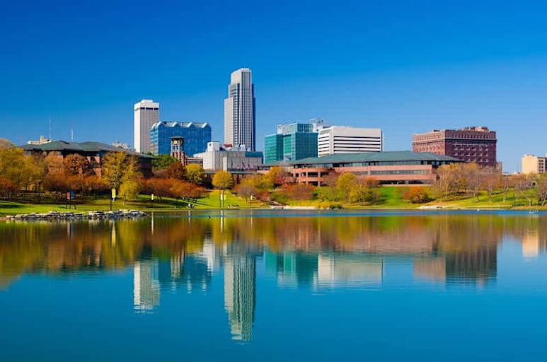Omaha, Nebraska skyline in autumn