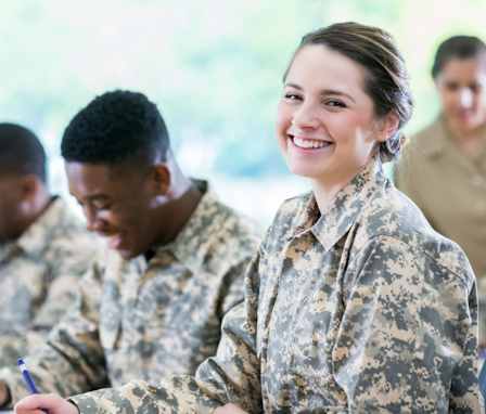 Military students in classroom