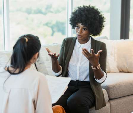 Woman being interviewed for a job